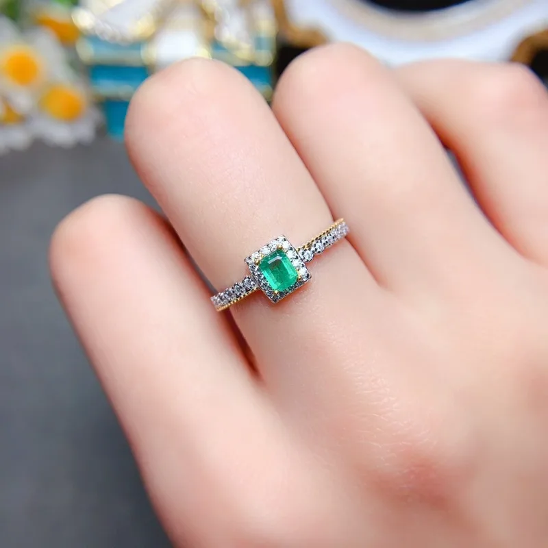 Natural Emerald ring Women's Vintage 925 Sterling Silver Jewelry Brand Anniversary Party Gift Boutique Jewelry