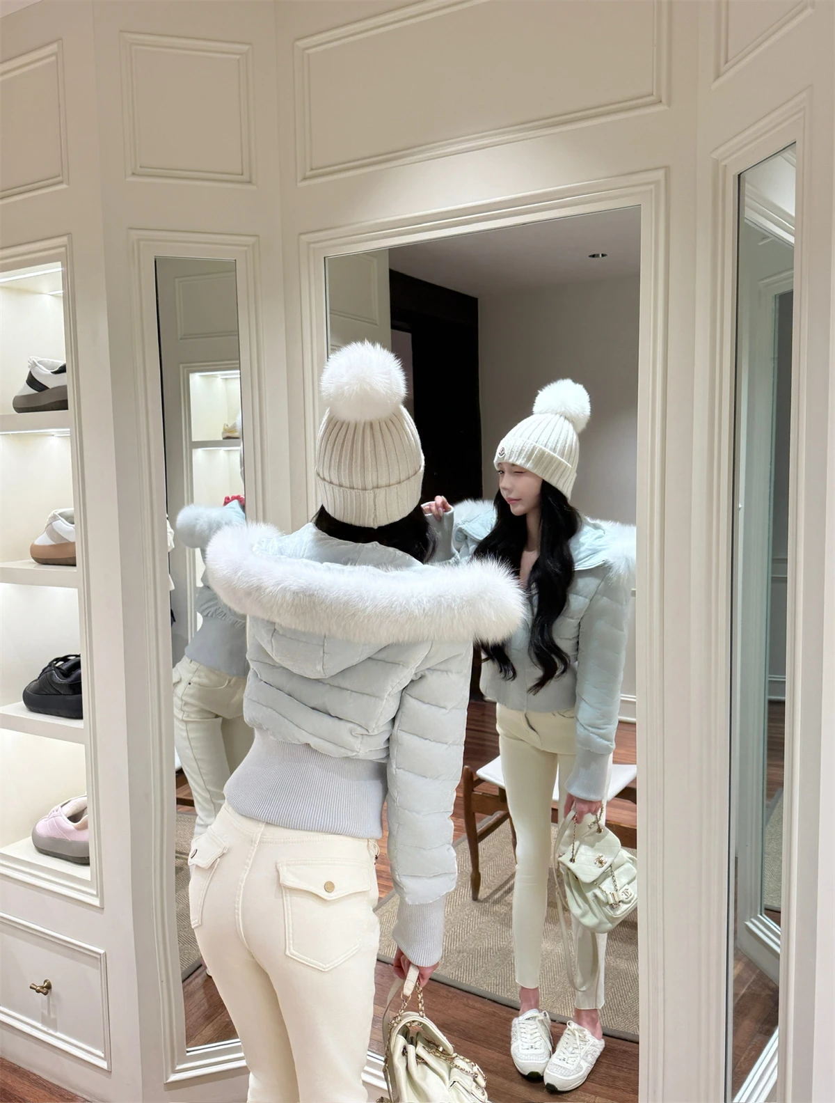 

Женская пуховая куртка Kikimy Glacier Blue из ультра-белого шелкового бархата с эффектом утяжки на талии, окрашенная вручную, повседневная, с длинными рукавами