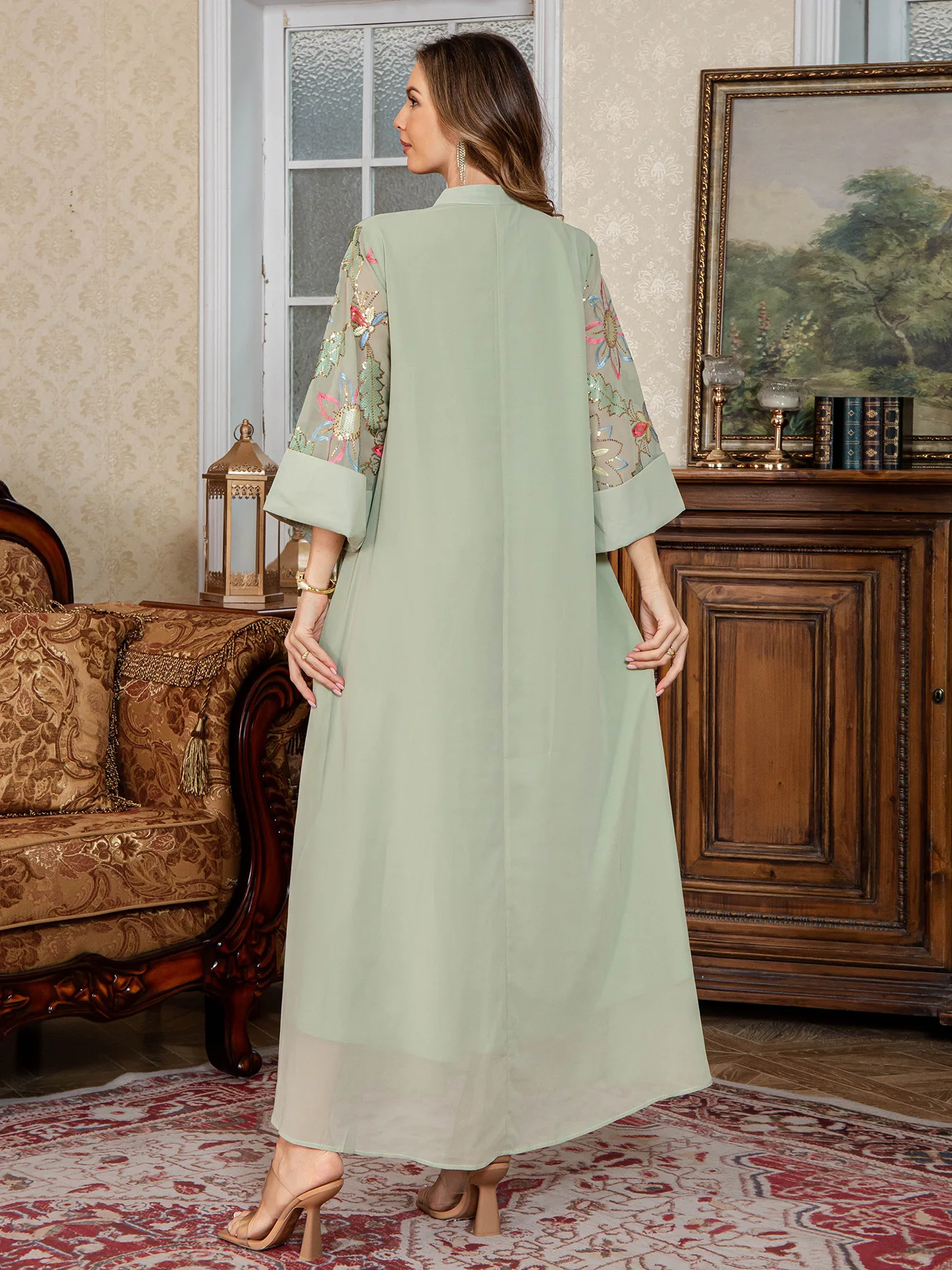 عباية إسلامية جديدة على الموضة لعام 2025 ملابس عباية عصرية مطرزة جلابية رمضان رداء طويل المغرب عبايات دبي #4