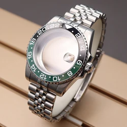 40mm Case Strap Men's Watch Parts For Seiko nh34 nh35 nh36 Miyota 8215 eta 2824 Movement 28.5mm Dial Green Ceramic Bezel Insert