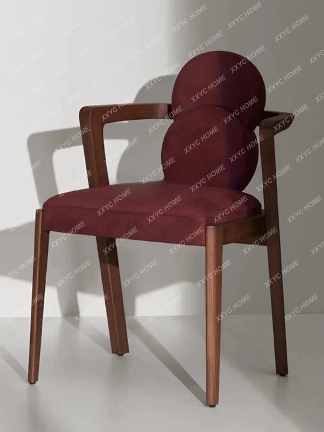 A Dining Chair Luxury Shi Zhuoyi Wine Red Flannel Armchair Creamy-white Cosmetic Chair Multicolor