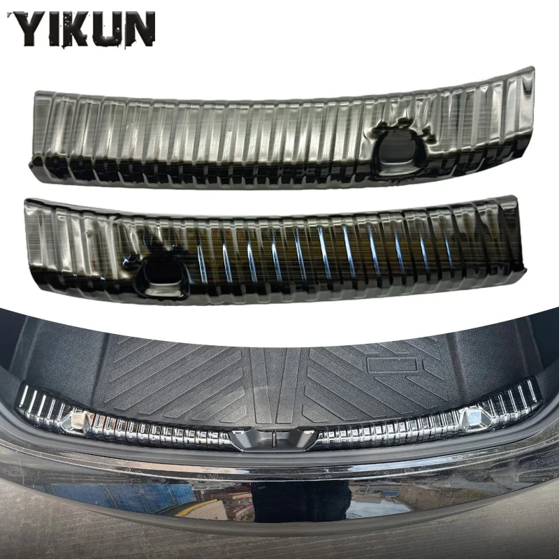 2 pièces de protection intérieure de coffre en acier inoxydable, plaque de protection de pare-chocs arrière intérieur de voiture, accessoires de garniture pour Tesla modèle 3 modèle Y 2023