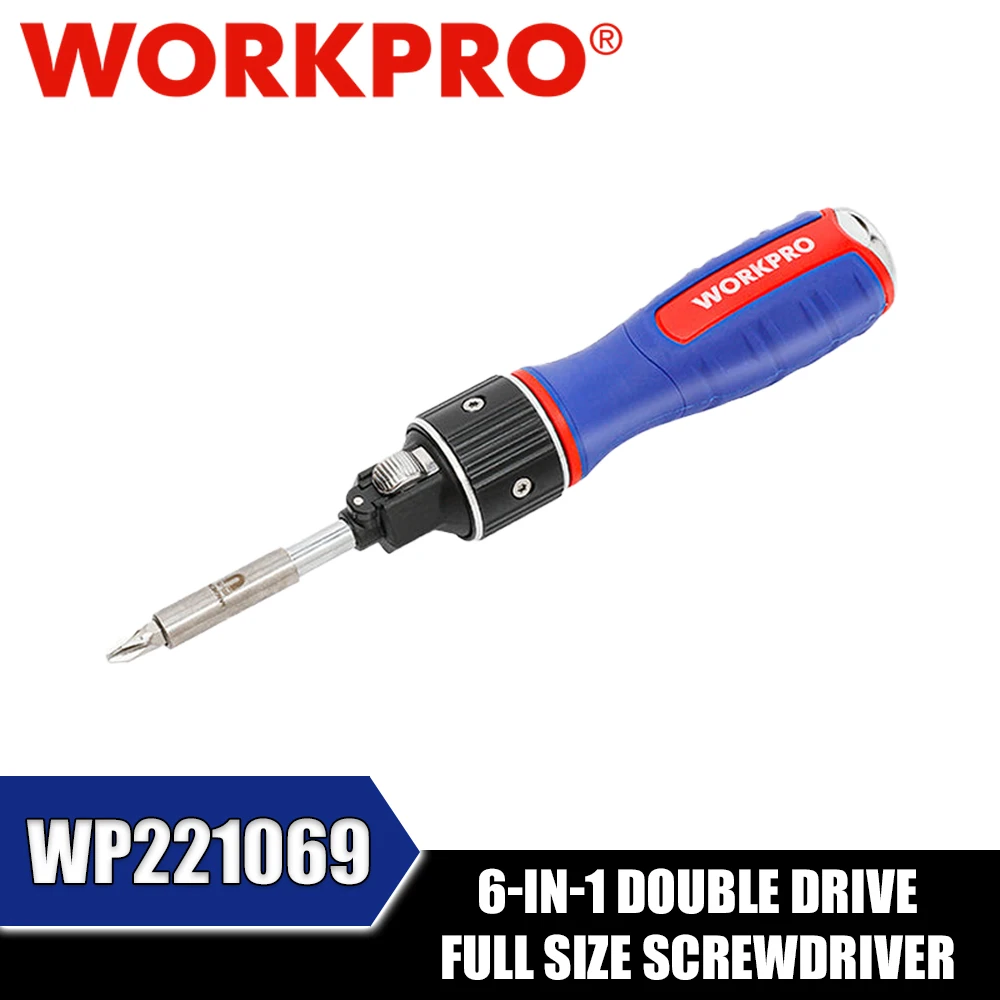 WORKPRO WP221069 6-In-1 Double Drive Full Size Screwdriver Power Tool Accessories
