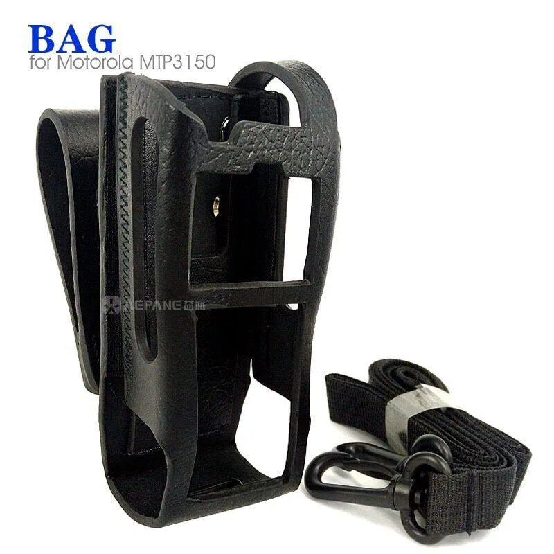 

Walkie Talkie Leather Protective Sleeve Carry Holster Shoulder Bag Case for Motorola MTP3150 MTP3250 MTP3500 MTP3550 Two Way Rad