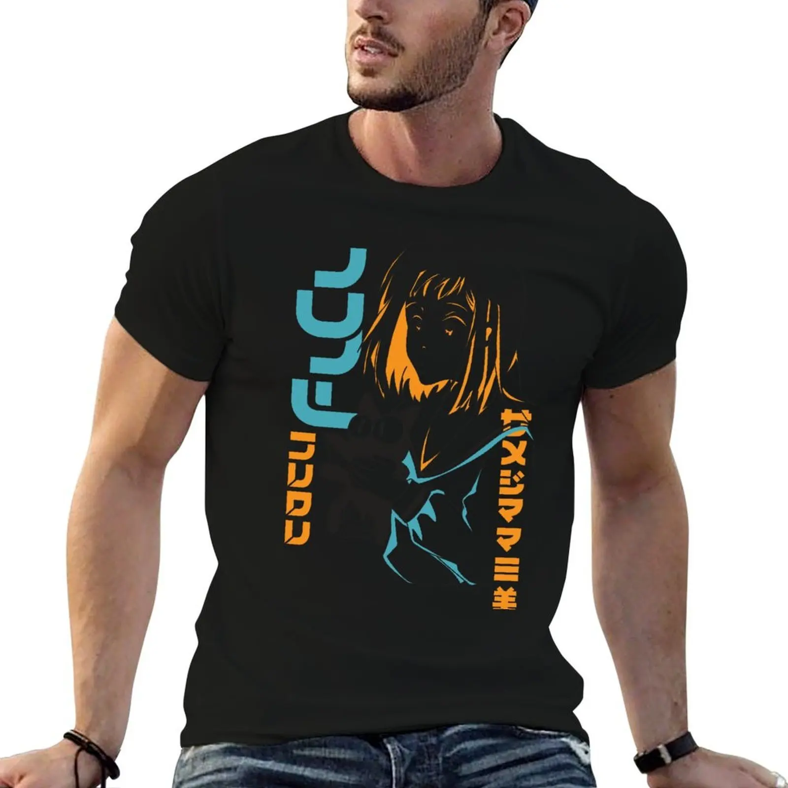

FLCL Mamimi and Ta-kun T-Shirt cotton t shirt pack t shirt for man T-Shirt