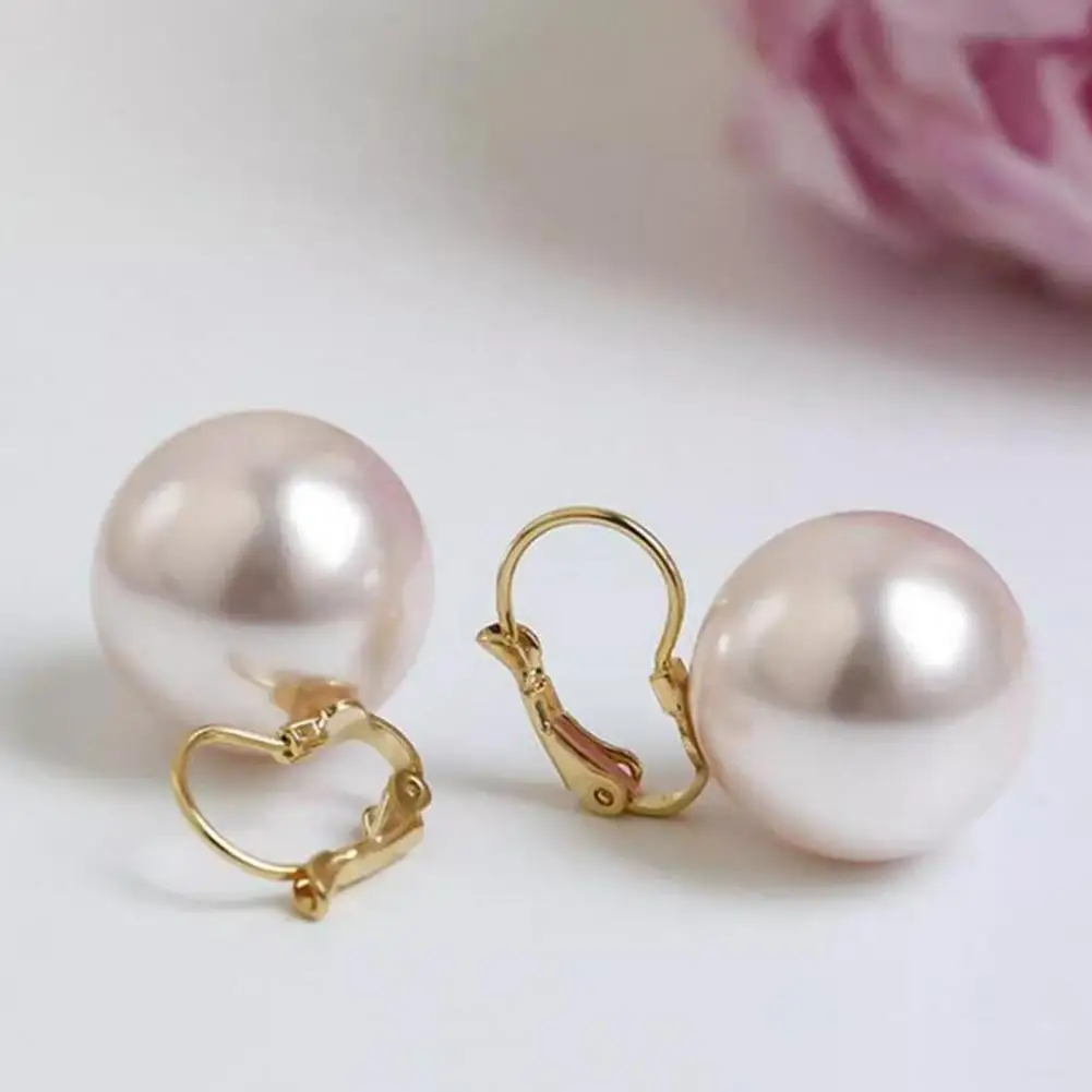 Fine Workmanship Earrings Gold Plated Faux Pearl Dangle Earrings Huggie Hoop Earrings for Women Elegant Drop with Classic Pearl