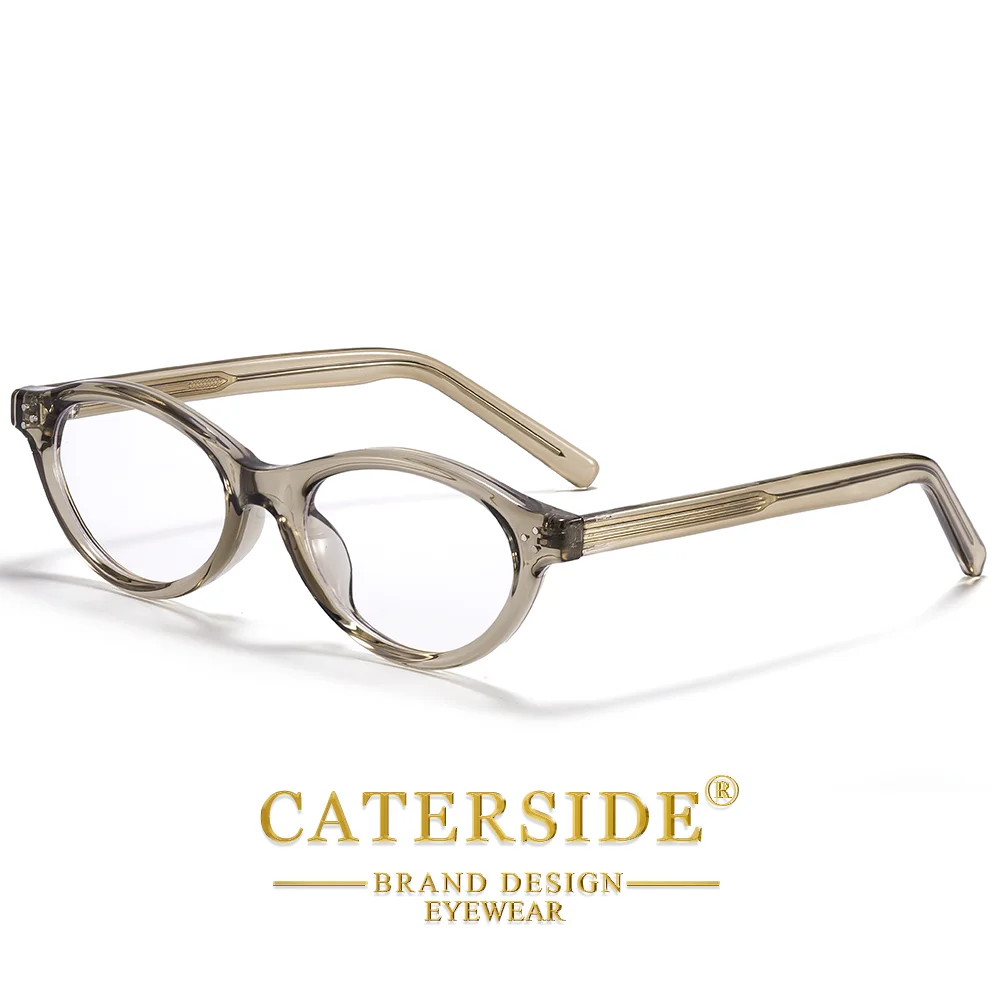 CATERSIDE Retro Damen Cat-Eye-Brille mit flachen Gläsern, TR-90, ovaler, dicker Rahmen, für Outdoor, Business, Festival, Geschenkbrille – Detail 7