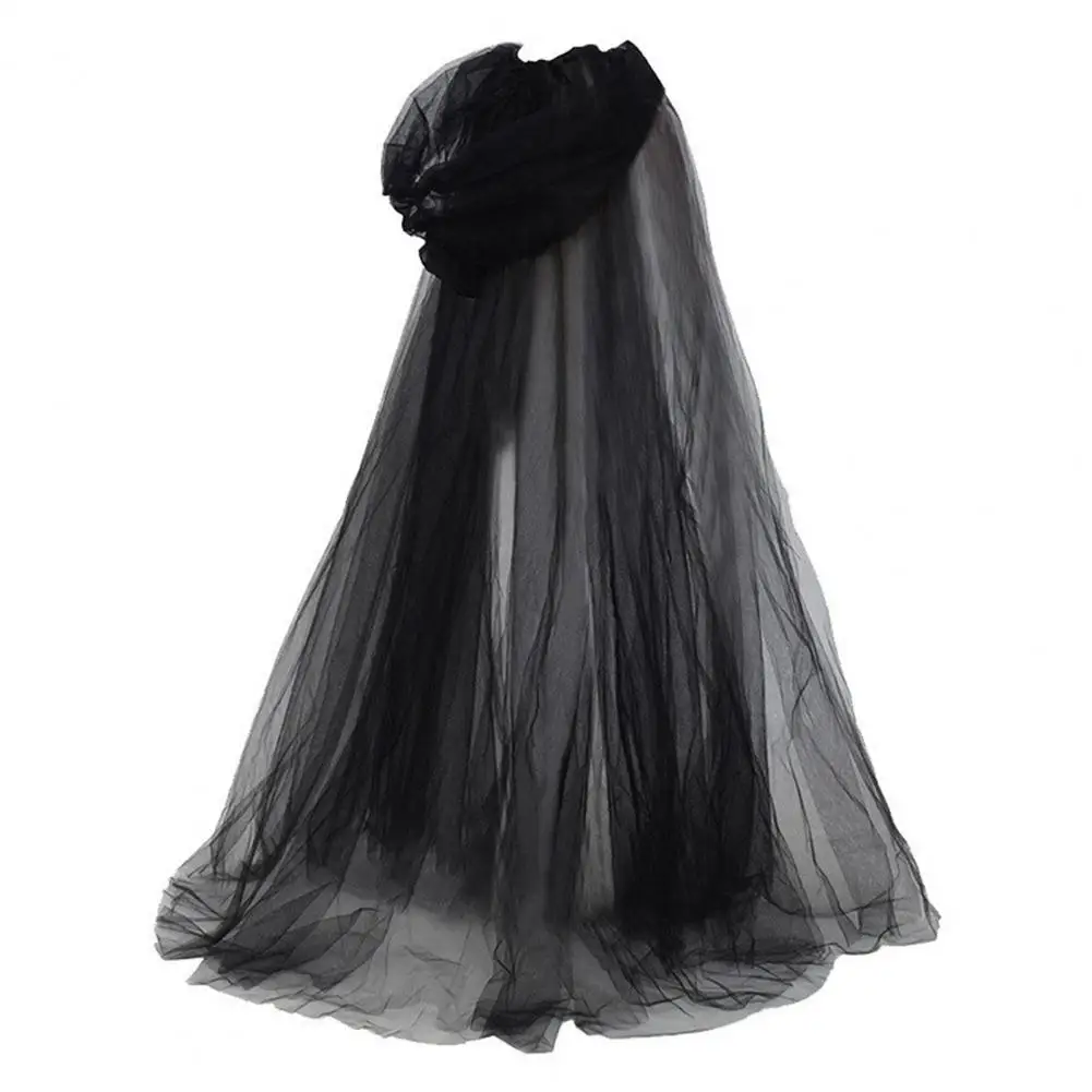 Scialle da sposa nero Mantello cosplay strega Mantello doppio mantello di Halloween Gioco Costume da festa Puntelli Vacanza Vestire