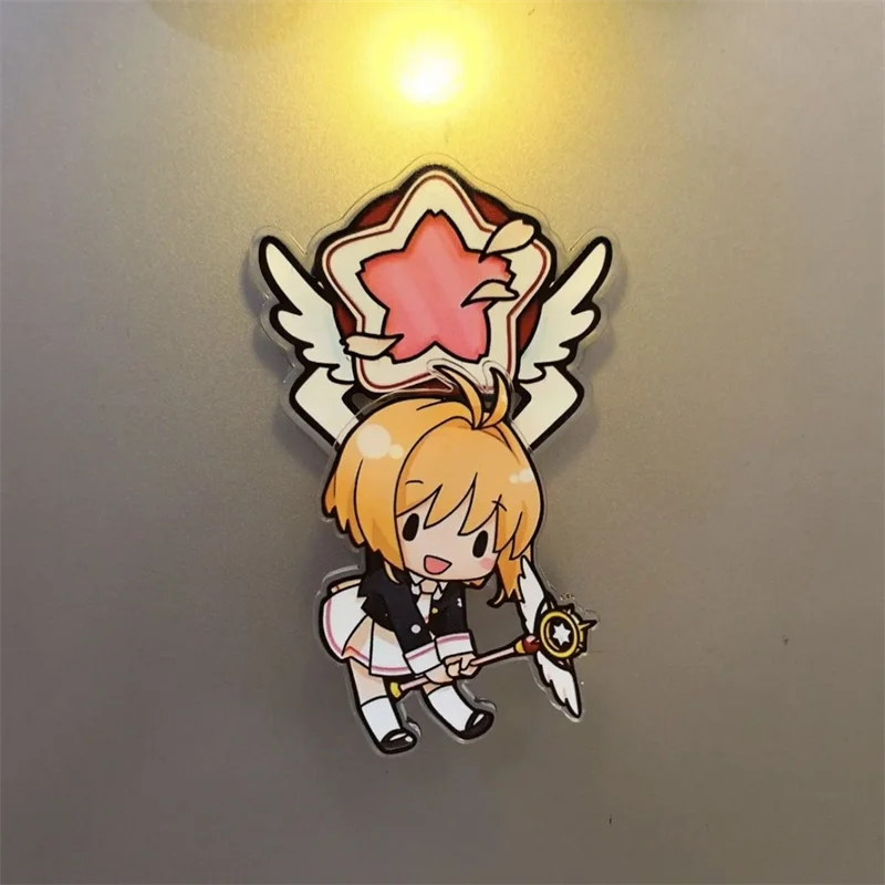 Anime cardcaptor sakura kinomoto sakura cosplay prop geladeira ímã acrílico emblema rotativo modelo ornamento acessórios bonitos