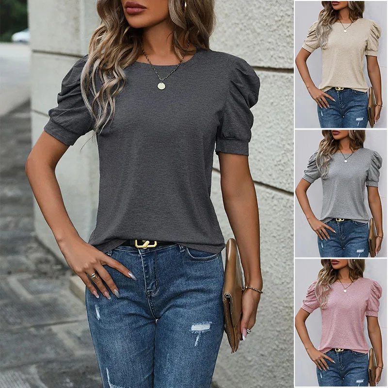 2026 New Women's Summer Casual Hoodie T-shirt Female Blouse Top Sheep Leg Sleeve Short Sleeve Tee Shirt - zdjęcie 1
