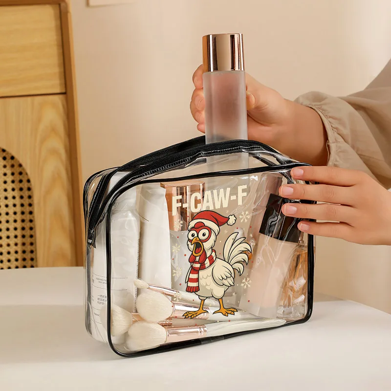 2026 جديد F-CAW-F الدجاج الكرتون نمط حقيبة غسيل PVC وحقيبة مستحضرات التجميل البلاستيكية هدية حفلة هدايا السنة الجديدة هدية عيد ميلاد لصديقتك
