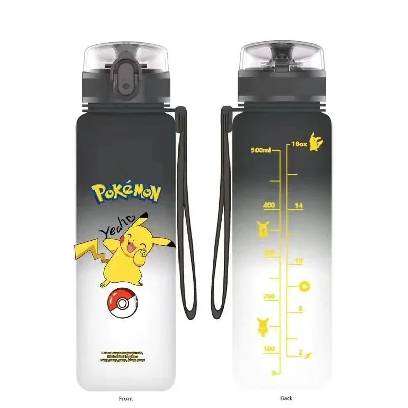 560ML Anime Pokemon Monster Water Cup Ash Ketchum Pikachu Gengar Portable Plastic Outdoor Sports High Capacity Water Cup Gift