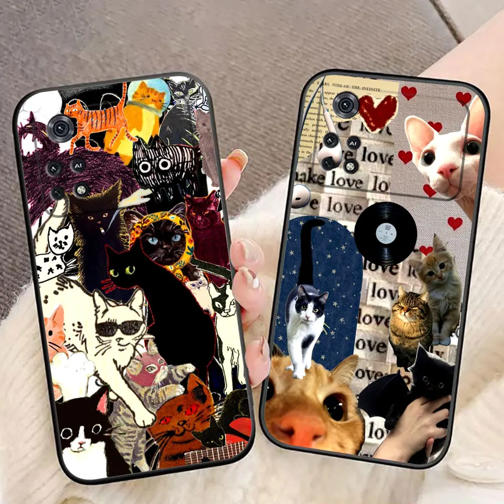 Cute Cat Puzzle Phone Case For Xiaomi 14 13 13T 12 12T 11 11T 9 8 SE LITE POCO F6 F5 F4 M6 M5 M4 M3 X5 X4 X3 GT Case Funda Shell