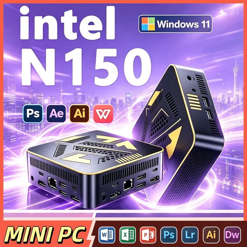 Intel Mini Host Windows 11 Intel N150 Desktop Computer 32GB RAM 1TB 2TB SSD Mini PC WIFI6 BT5.2 Micro Pc Mini 3-screen Display