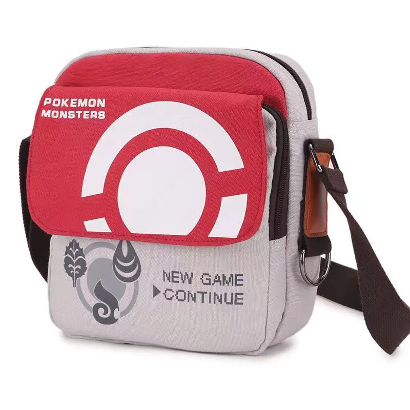 Pokemon Poke Ball Pattern Umhängetasche aus Segeltuch, lässige Umhängetasche, Anime-Studententasche, tägliche Mini-Sling-Handtasche, perfektes Geschenk