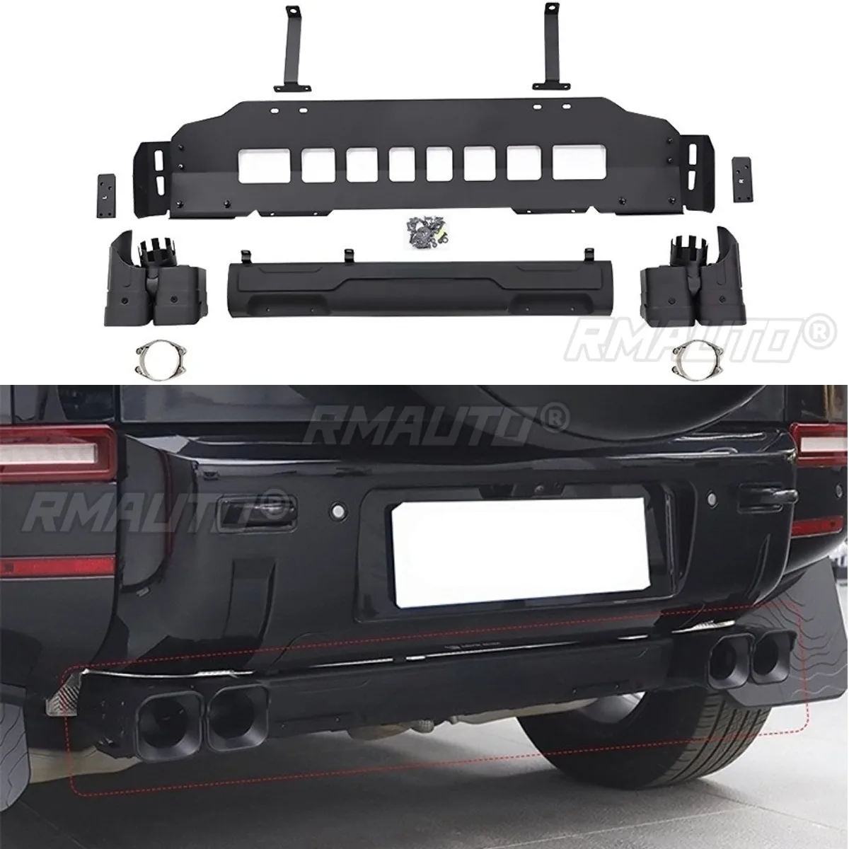 Tail Pipe Throat Car Exhaust Pipe Tip Exhaust Tail Pipe Chin Body Kit For Land Rover Defender 2020-2025 Exterior Accessories