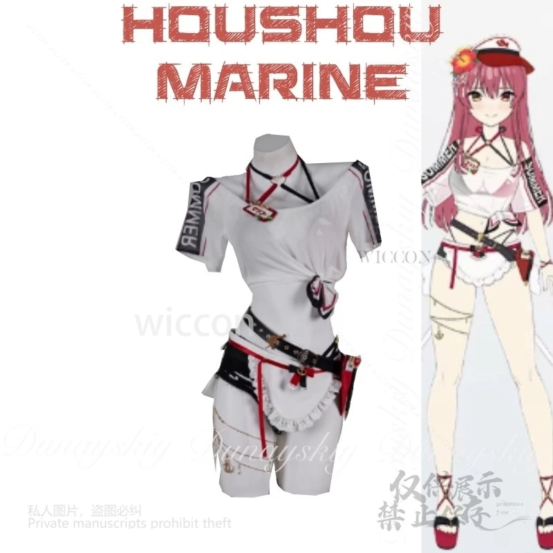 Holo live Gamers Virtual Anchor JP Houshou Marine Cosplay traje de baño de verano con peluca roja larga disfraz de Cosplay de Youtube conjunto completo