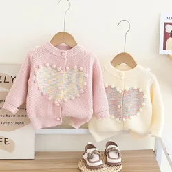 Cardigan for Girls Handmade Hairball Heart Sweater Jacket Toddler Cardigan Girls Sweater Toddler Girl Cardigan Winter Sweater