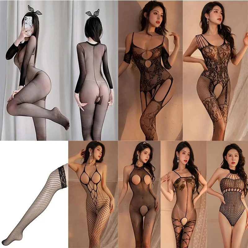 Erotic lingerie Tight mesh open cut lace jumpsuit sexy sets women\'s sexy underwear adult sexy sets adult large xxxl dresses xxx