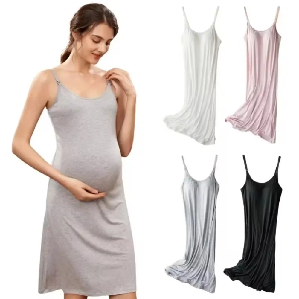 Pregnant Women Breastfeeding Suspender Long Skirt At Home Pregnant Women Breastfeeding Bottoming Large Size Maternity Skirt