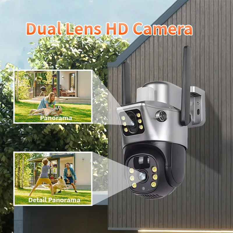 V380 كاميرا تعمل بالطاقة الشمسية في الهواء الطلق 4G بطاقة Sim 4MP عدسة مزدوجة واي فاي كاميرا IP لوحة طاقة شمسية مقاومة للمياه PTZ اتجاهين الصوت سحابة بطاقة الذاكرة