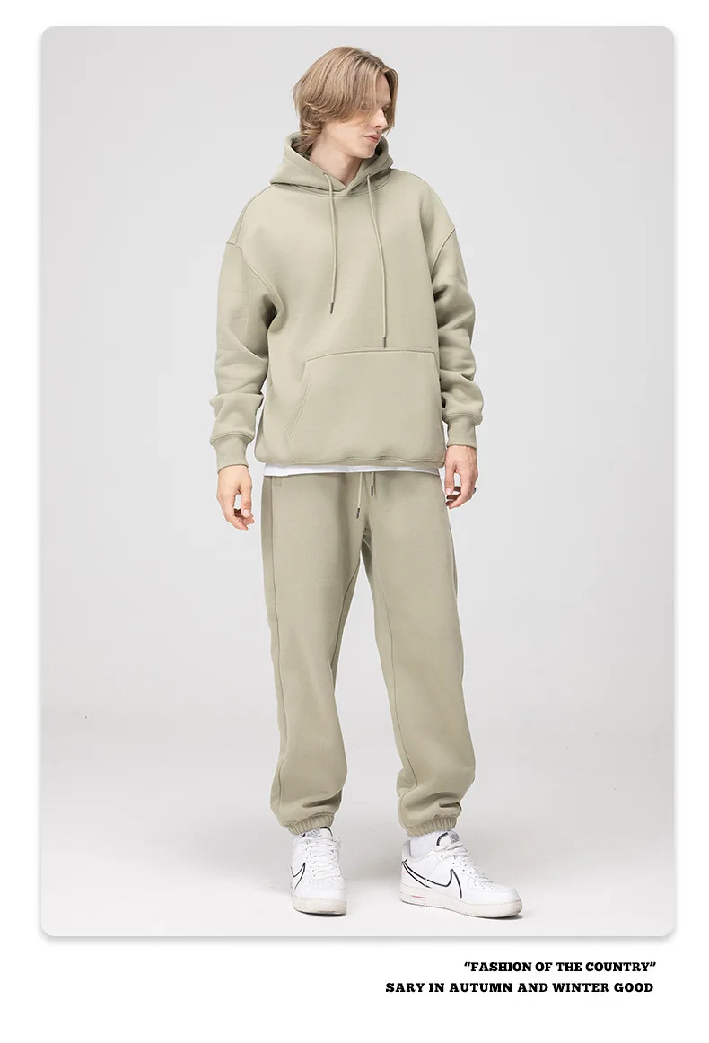 

Men's Autumn and Winter New Solid Color Hoodie+pants Two-piece Set Fashionable Casual Sports Set Size S-3XL Men's Tracksuit