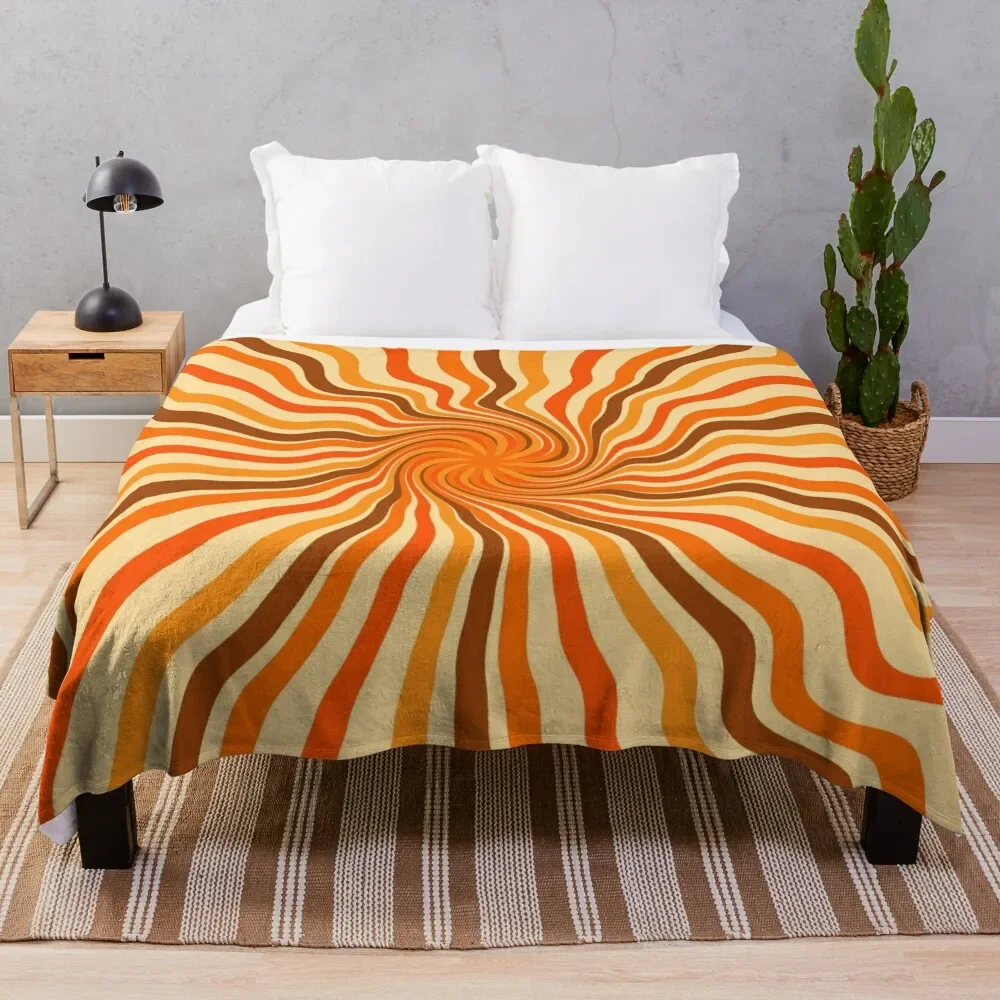 Retro 70s hippies swirl twist | old school colors Throw Blanket Bed covers christmas decoration Furrys Bed linens Blankets