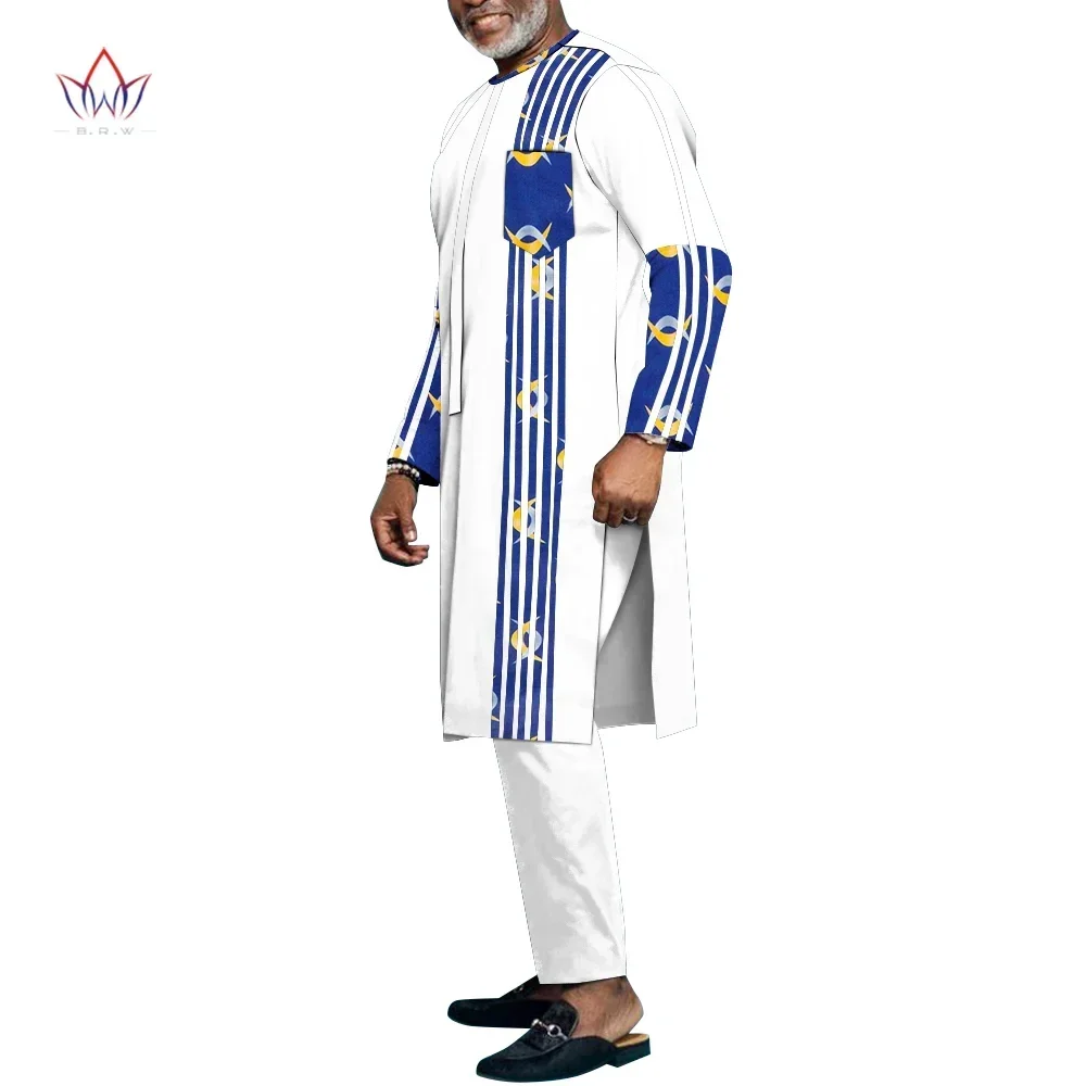 Chemises et pantalons africains pour hommes, Robe Hip Hop, Bazin Riche, Vêtements africains pour hommes, Tenues Dashiki, Costume, Wyn1558, 2 pièces