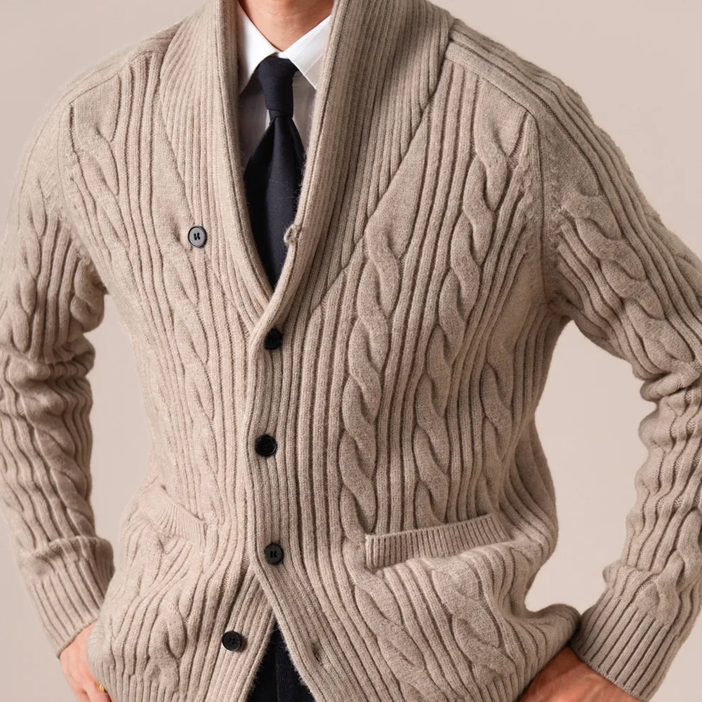 

Heavyweight Green Fruit Collar Sweater For Men Fall Winter Thick Business Casual Sweter De Hombre Gentleman Retro Excluding Ties