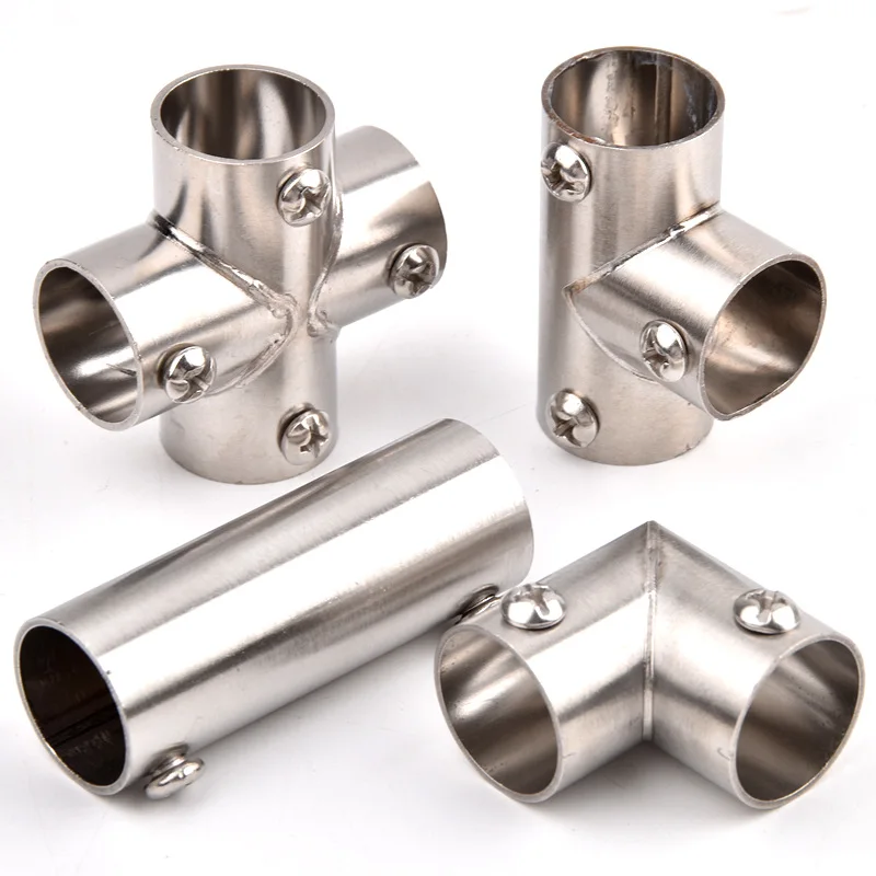 1Pc 19mm Durable Tee Straight Elbow Pipe Connector 2/3/4/5/6 Way for 25mm Dia Pipe Stainless Steel Tube Joint Furniture Hardware