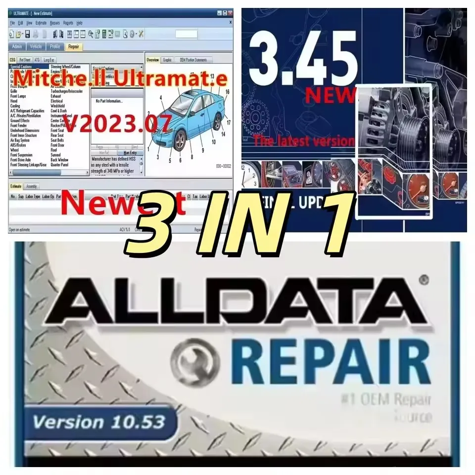 Alldata 10.53 Mitchell Ultramate 2023.07 Car Repair Software Auto Data with Wiring Diagram for Vehicle Maintenance