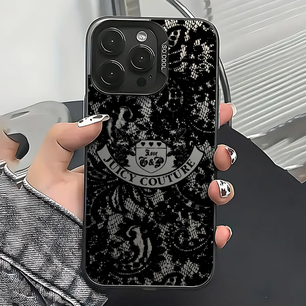 Pink J-Juicy Couture Handyhülle für iPhone 17 16e 16 15 14 13 12 11 mini Pro Max X XR XSMAX 8 7 Air Plus – Mattierte Rückseite – Detail 2