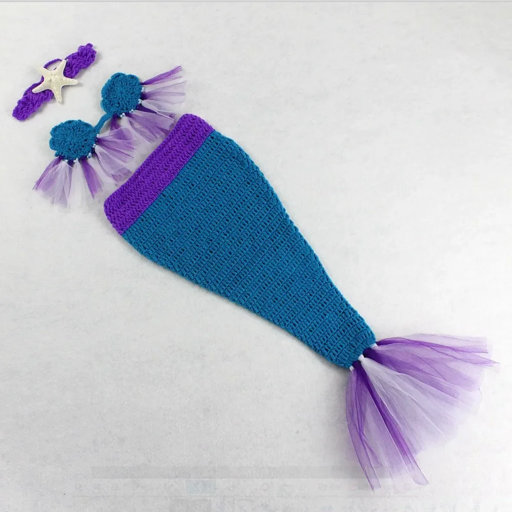 Newborn Photography Outfit Baby Photo Costume Purple Mermaid Suit Mermaid Photo Props Mermaid Knitting Suit Baby Boy Outfit