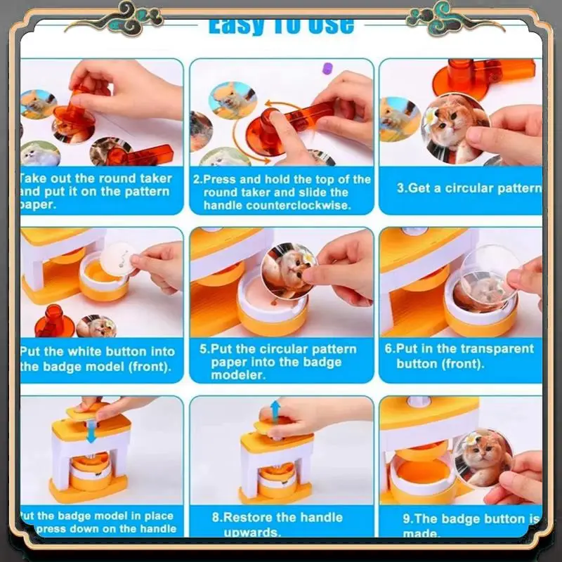 Reliable-Simple Badges Button Maker Machine Button Part , DIY Pin Badge Button Press Machine 48Pcs Button Parts