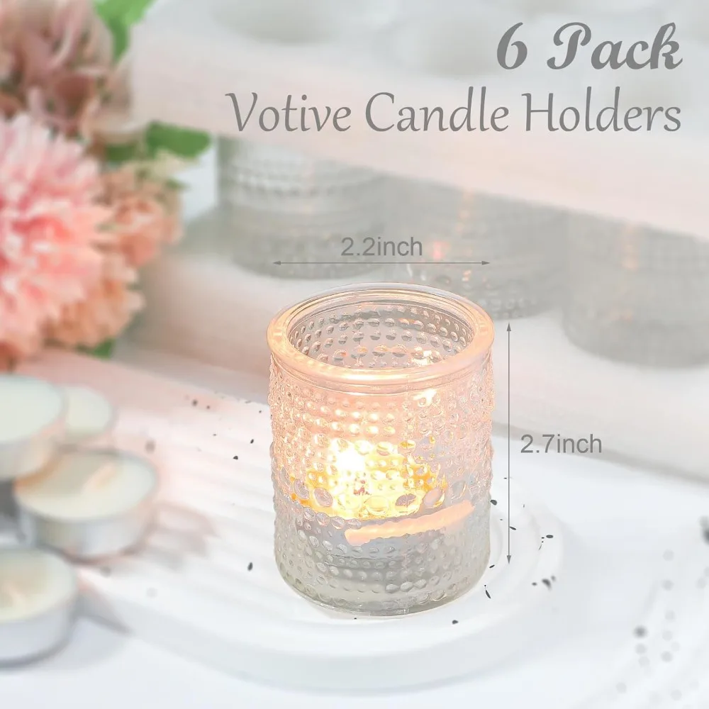 

Glass candlestick and tea candle holder set (6 pieces), vintage floating candlestick