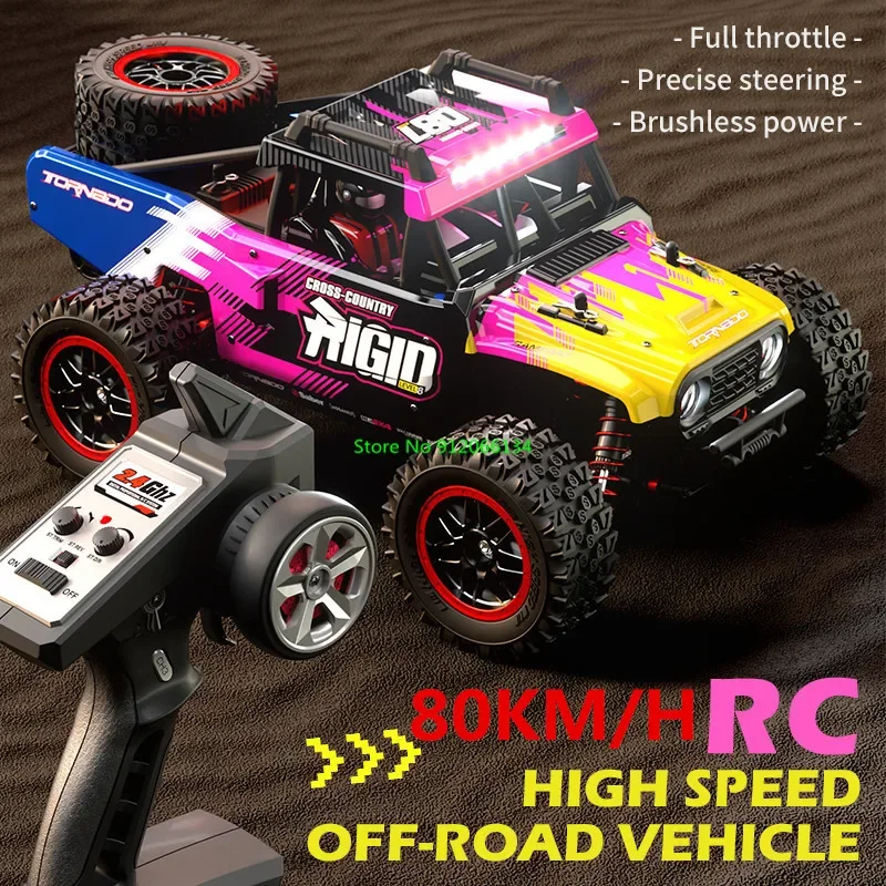 80 กม./ชม.Brushless 4WD Off Road Crawler รีโมทคอนโทรลของเล่นรถ 1:14 80 กม./ชม.อิสระ Suspension LED Rc รถรถบรรทุกรุ่น