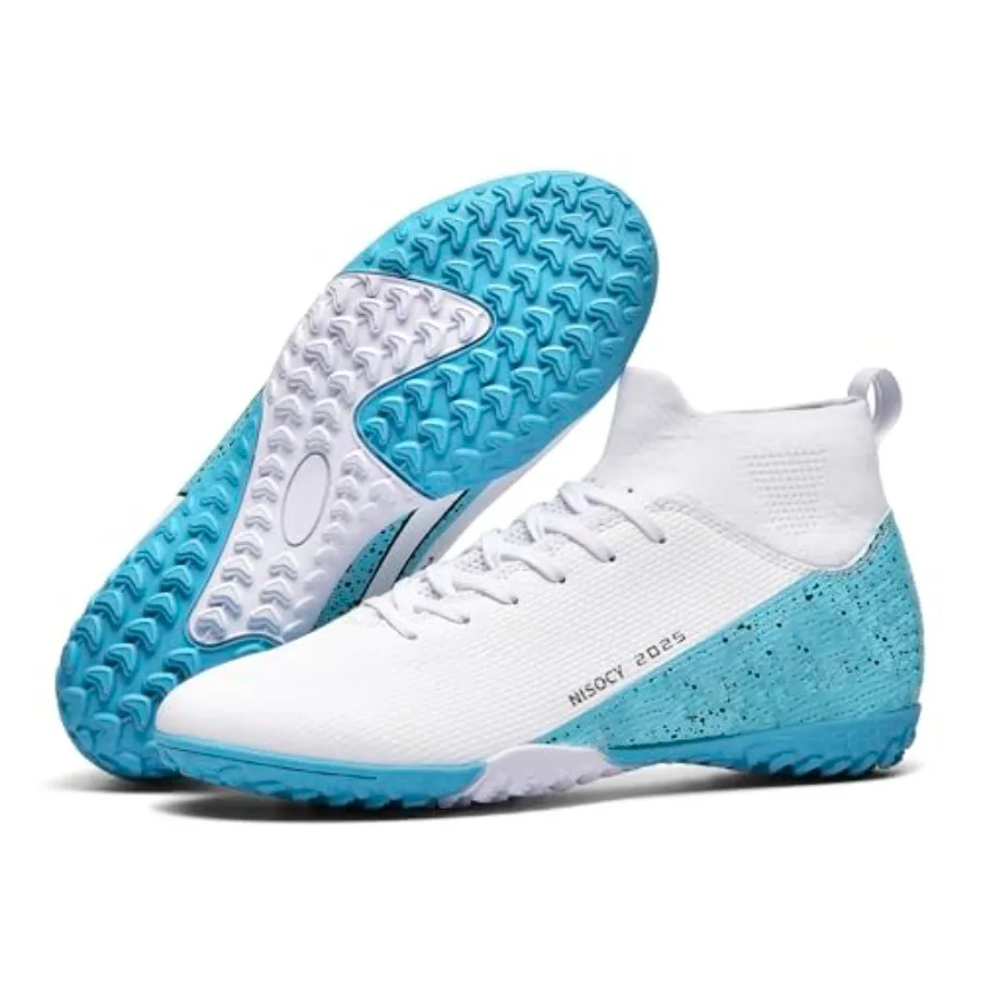 

NISOCY Men's Soccer Shoes Football Cleats Lightweight TF AG Training Football Boots High-Top Outdoor/Indoor Athletic Sneaker