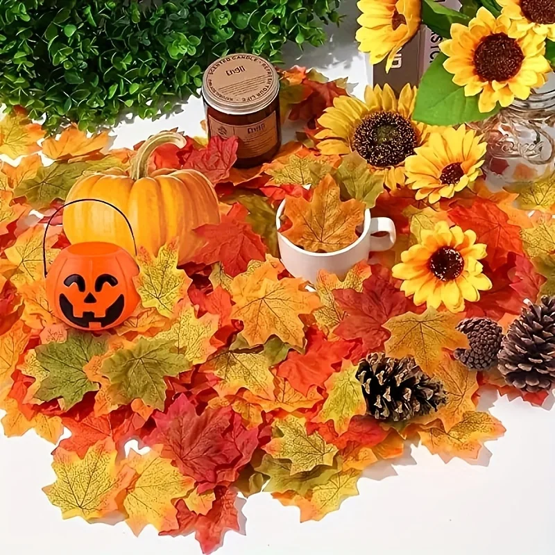 50/100 قطعة من أوراق القيقب الاصطناعية النابضة بالحياة 3.15 بوصة |   مثالية لأكاليل الزهور التي تصنعها بنفسك، والمنزل، والخارج، وحفلات الزفاف، والمهرجانات