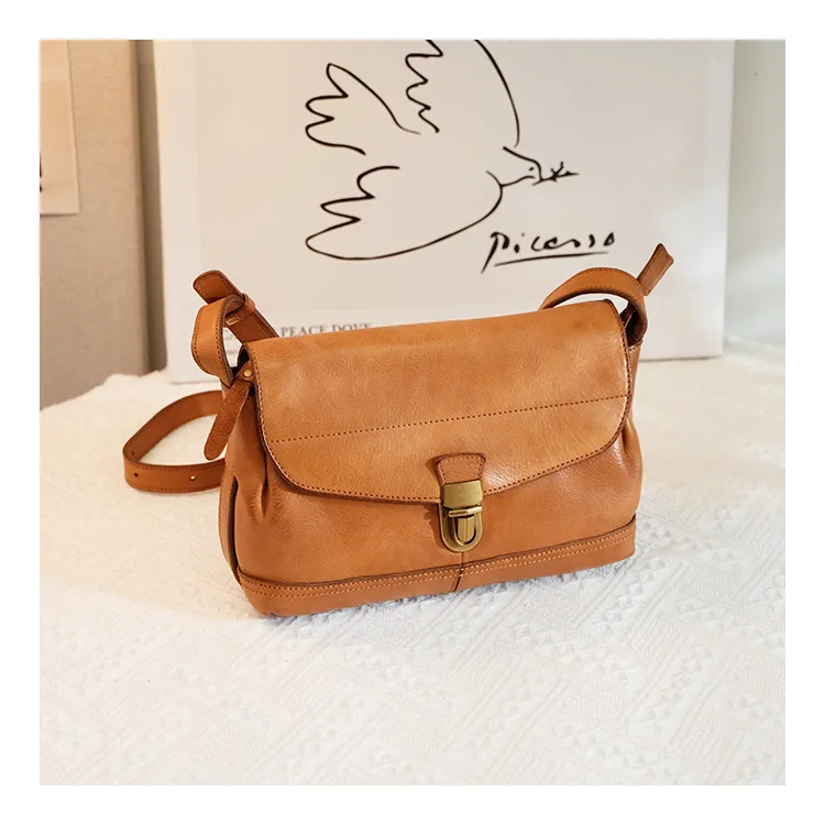 Wochenend-Outdoor-Tagesparty, echtes Leder, kleine Damen-Umhängetasche, Vintage-Designer-Handtasche aus handgefertigtem Rindsleder – Detail 9