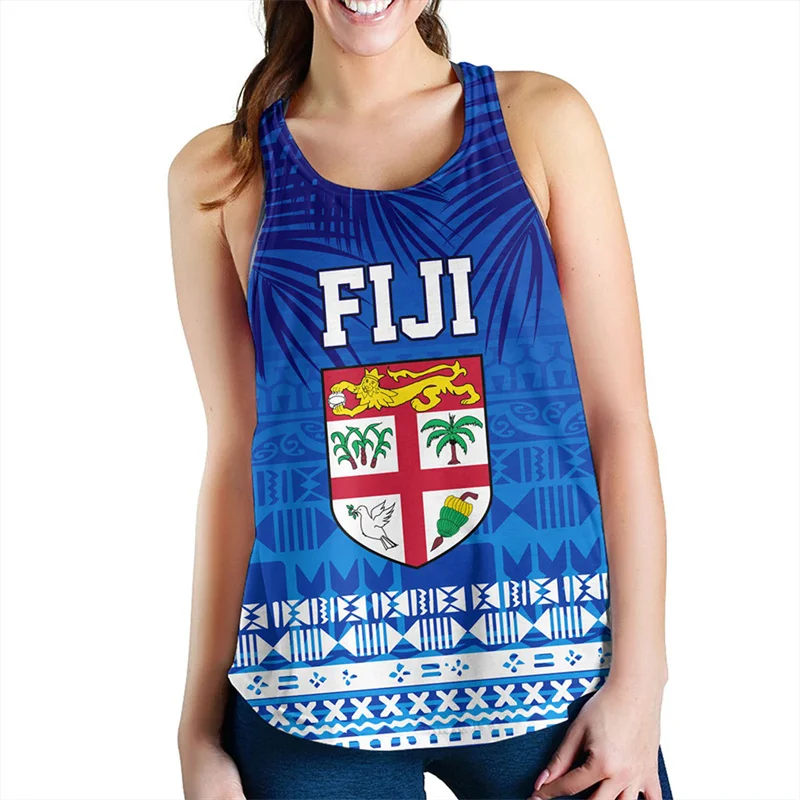 Summer Harajuku 3D Flying Fijians Print Tank Top Women Fijian Pride Fiji Emblem Graphic Tank Tops Cool Fashion Gym Clothing Men