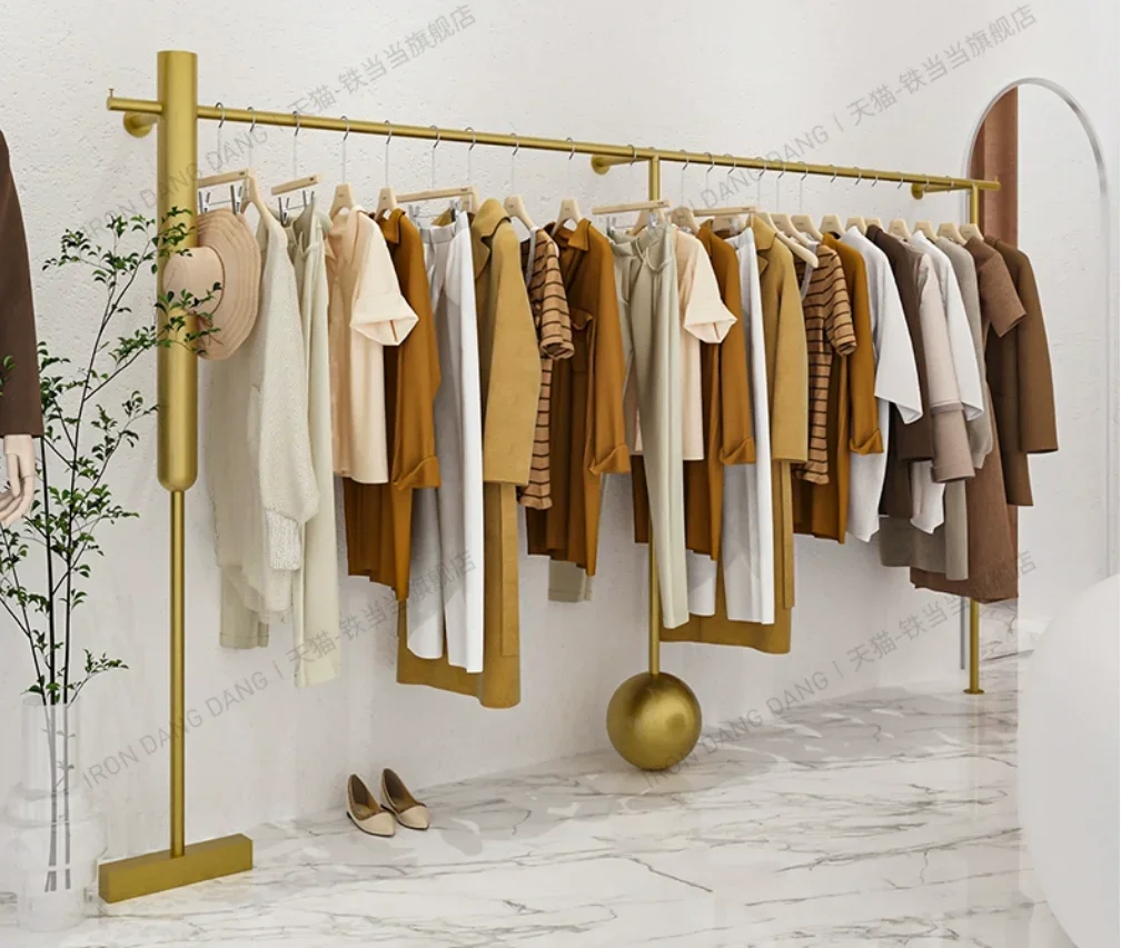 

Affordable LuxuryClothing Store Shelves, Wrought Iron Gold Wall Hanging Hangers, Clothing Racks, Women's Clothing Store Dedicate