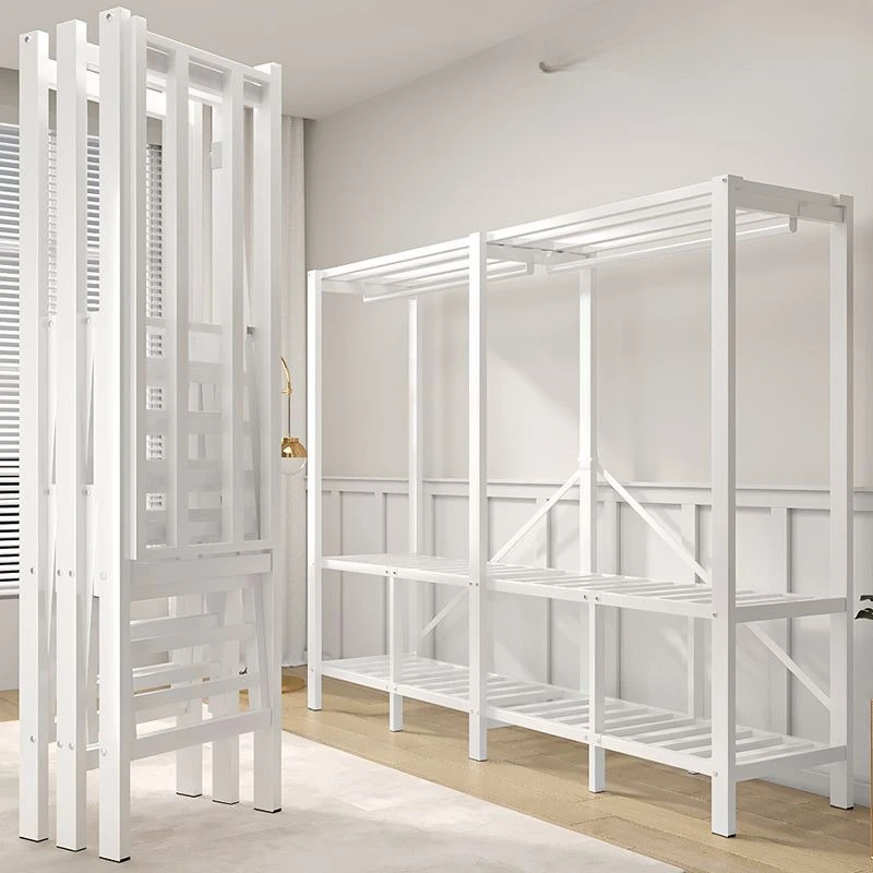 

Simple wardrobe reinforcement installation-free household bedroom rental room bold steel frame folding wardrobe folding