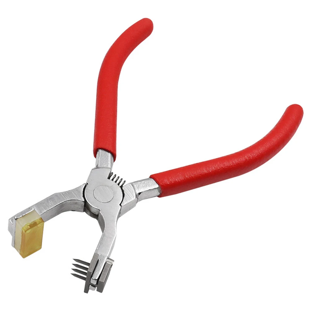 Leather Craft Hole Punch Tool with 2/4 Teeth Silent Punching Function for Multi-layer Leather and Ergonomic Handle for Easy Use