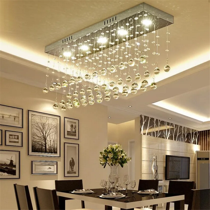 

Customized Nordic Crystal Rectangle LED Ceiling Light Living Room Lustres Lighting Fixture Plafonnier Lamp