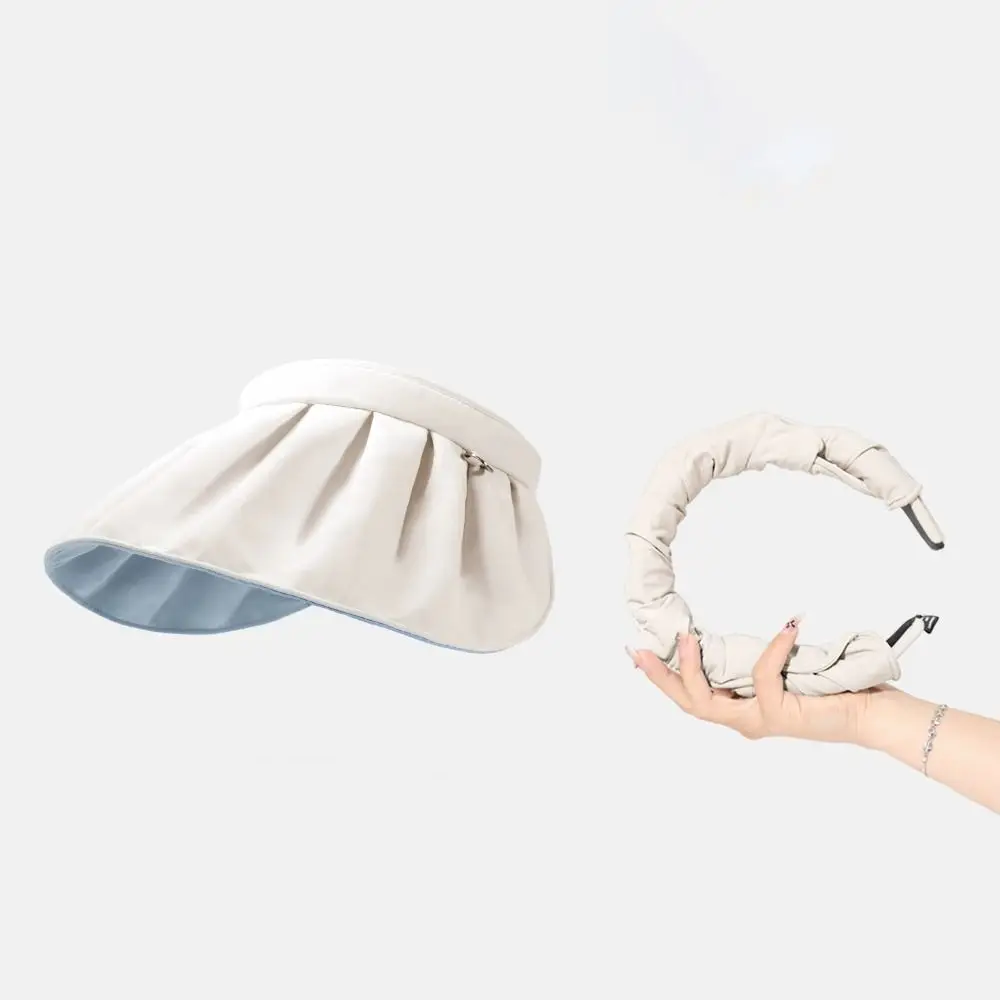 

Fashion Sweet Sun Protection Cap Topless Headband Female Shell Hat Wide Brim Sunshade Foldable Visor Cap Outdoor