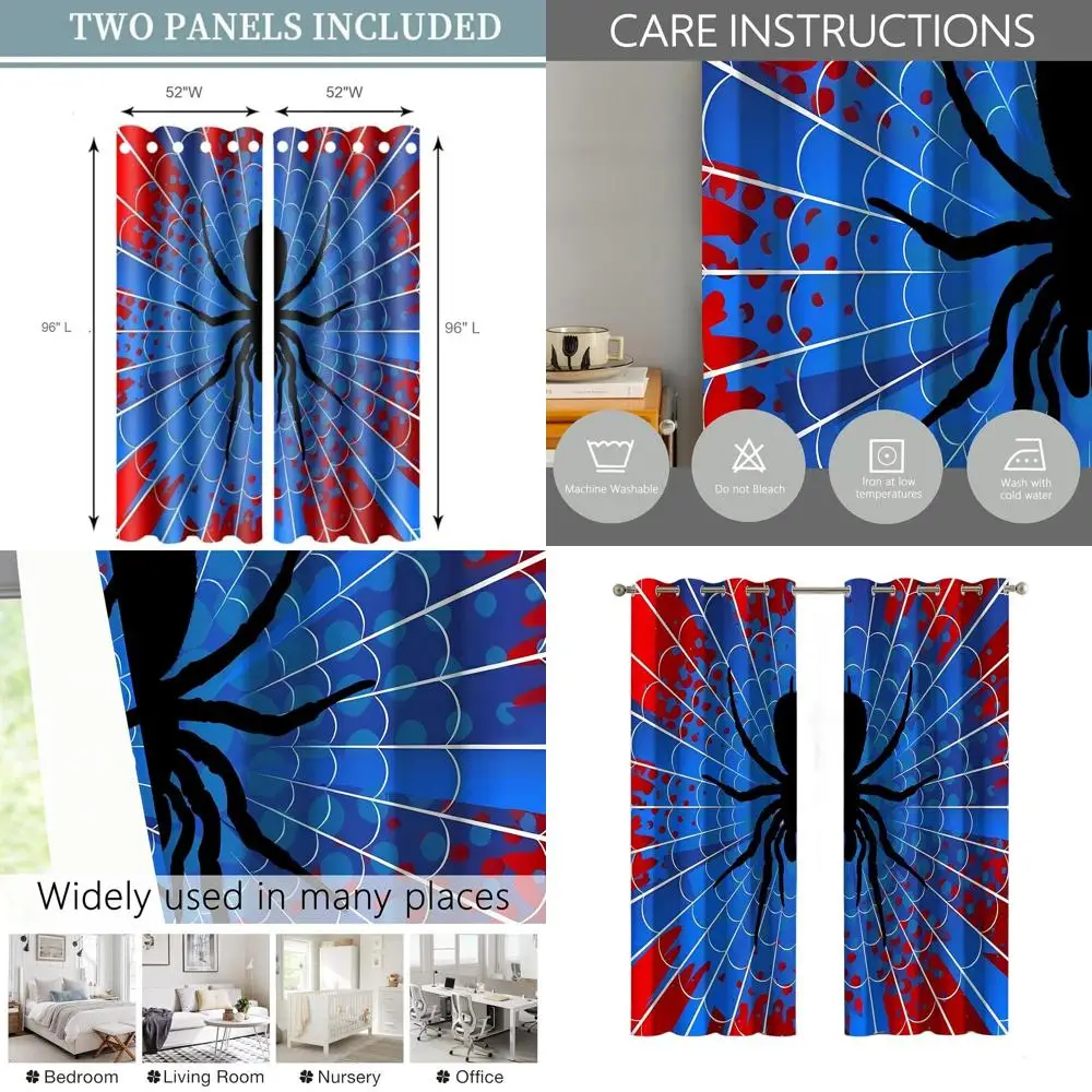 

Шторы блэкаут с супергеройской тематикой для детских комнат и гостиных - сине-красные, 52x96, 2 панели