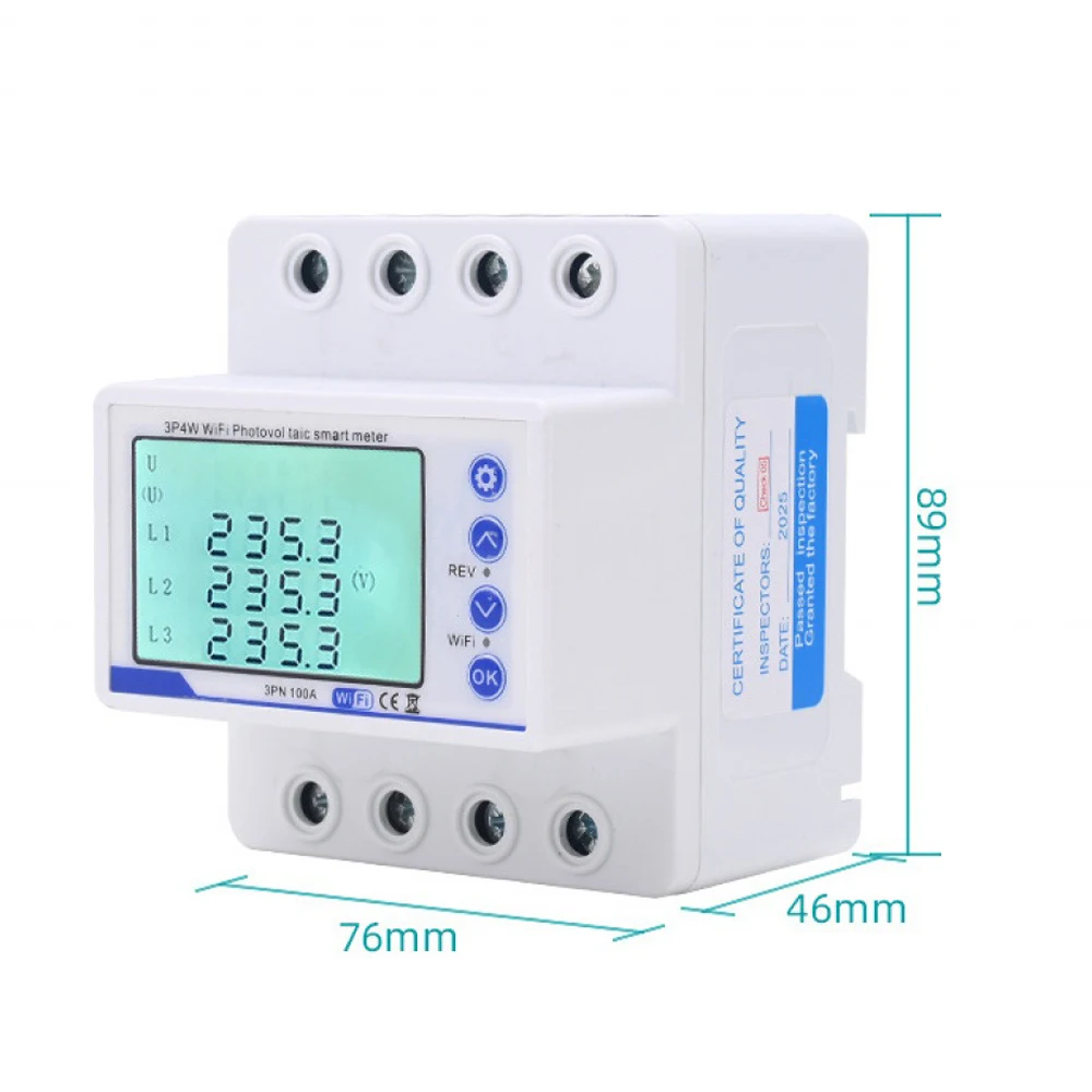 3 Phase 380V 100A Tuya WiFi Smart Bi-Directional Energy Power kWh Meter Over Under Voltage Protector Current Limit Relay Switch view 3
