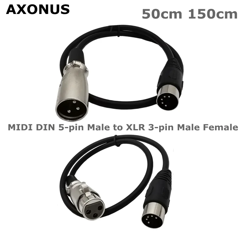 0.5m MIDI DIN 5-pin Male to XLR 3-pin Male Female Audio Cable for Matching Instruments or Cables With MIDI or XLR Connectors