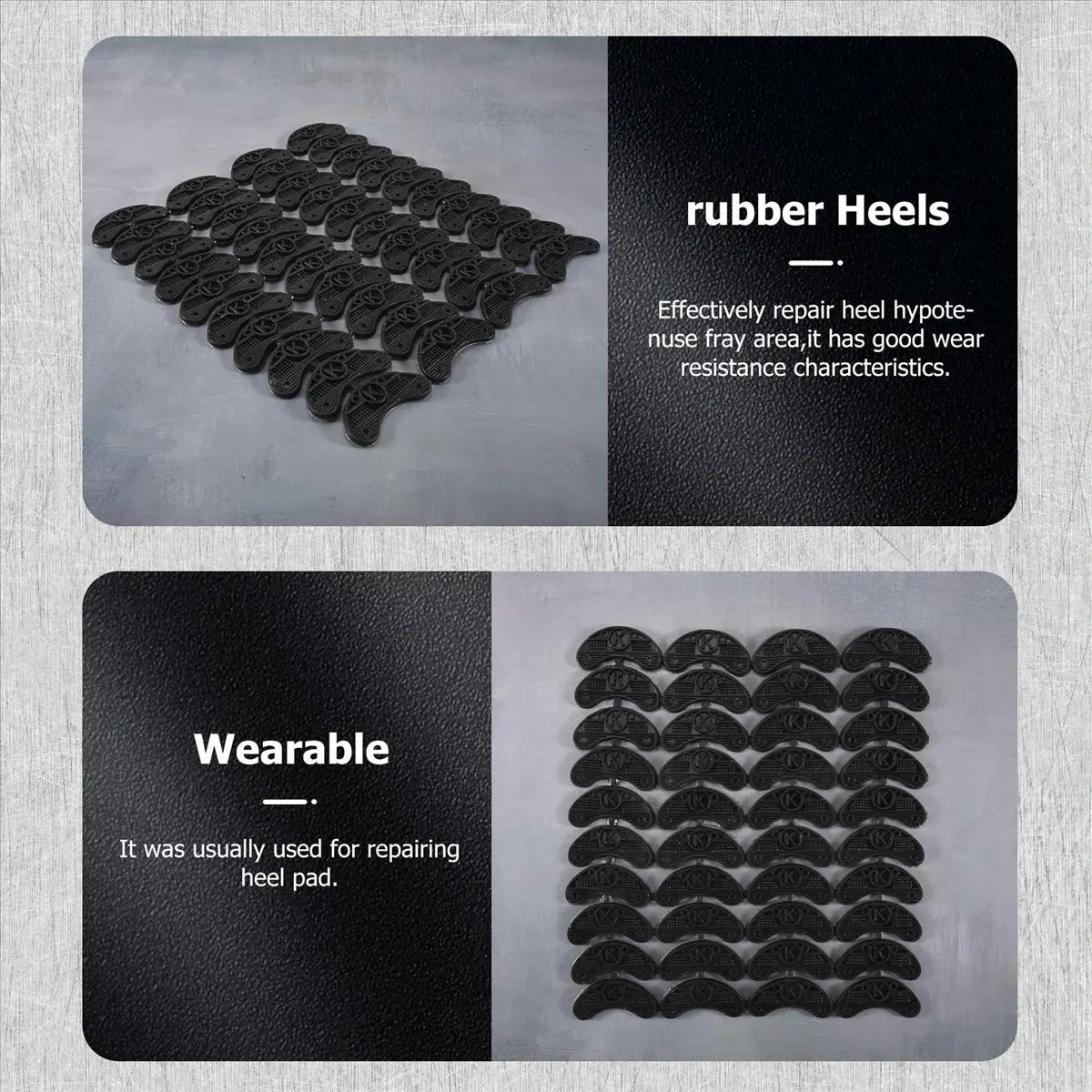 20/2Pair Rubber Shoes Heel Toe Plates Taps Sole Protectors Repair Horseshoe Offset Sole Anti Slip Heel Patch Repair Shoe Materia