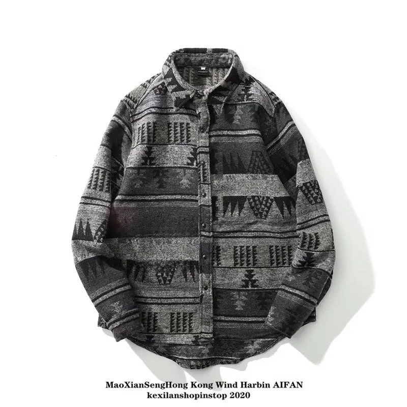 

Loose ex Long Sve Tie Dye Plaid irt Jaet Youth Faion Polyester Spring Autumn Winter Outerwear for Couples